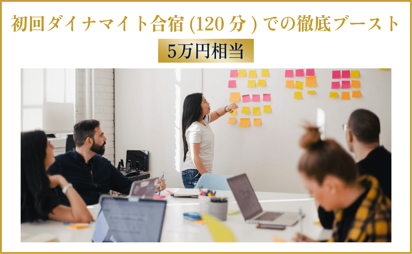 初回ダイナマイト合宿（120分）での徹底ブースト 5万円相当